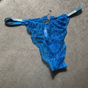 Very Sexy Victoria Secret Brazillian/ Slip new with tag, size Large, Blue